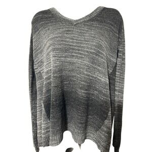 Prana Gray Knit V Neck Long Sleeve Casual Open Back Sweater Top